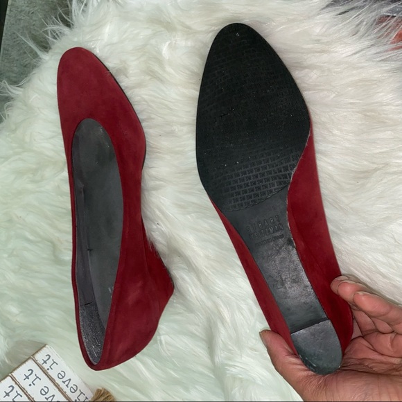 Stuart Weitzman red wedges suede shoes.Size 7 - Picture 5 of 11